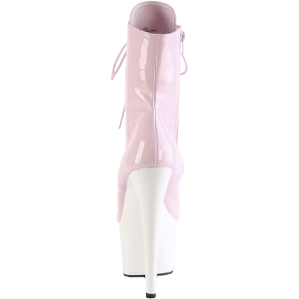 Pleaser Adore-1020 – Pink/White Patent Ankle Boots (17.8 cm Heel) - 3