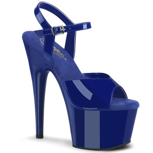 Pleaser Adore-709 – Sandali blu verniciati (tacco 17,8 cm)