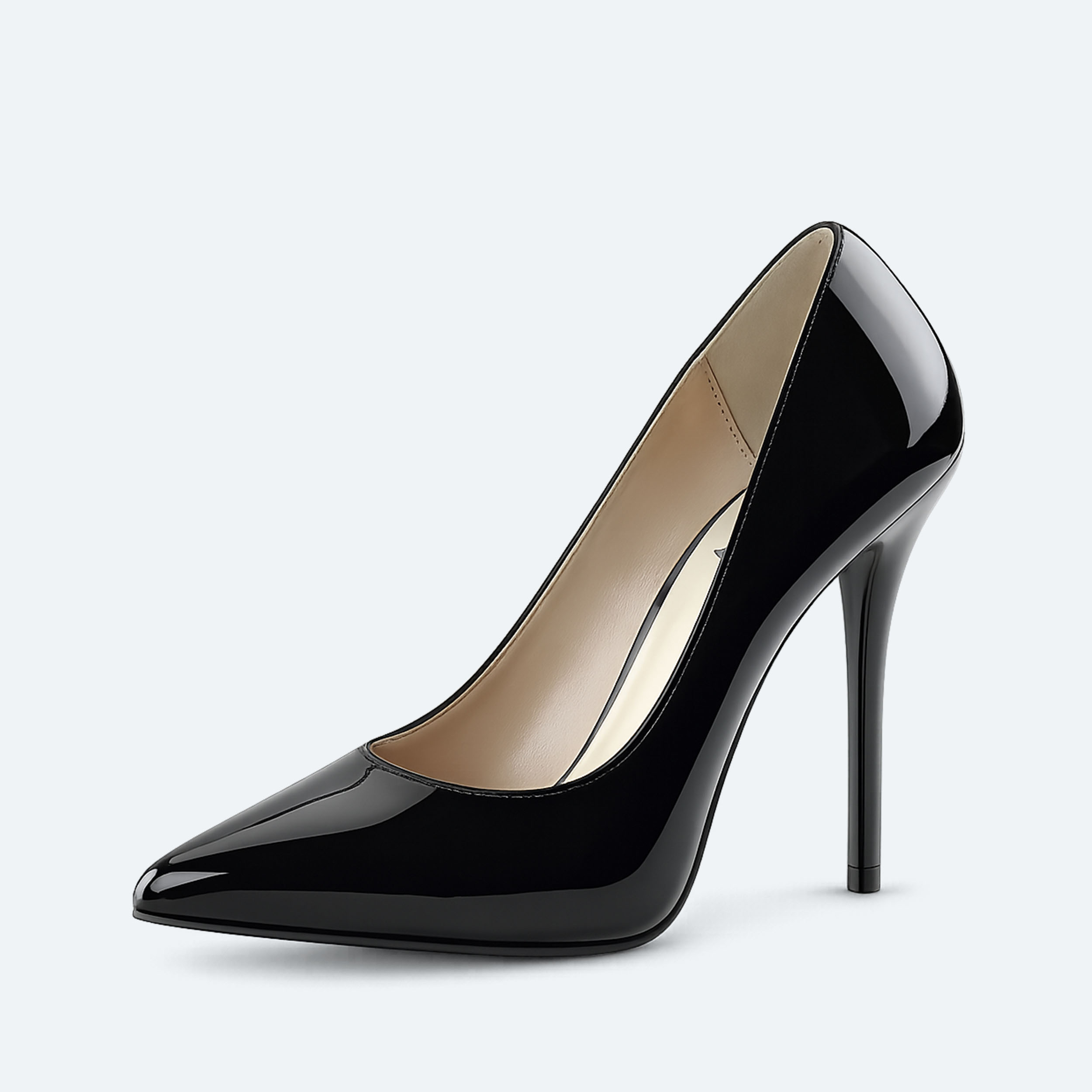 Pleaser Amuse-20 – Escarpins noirs vernis (talon 12,7 cm)