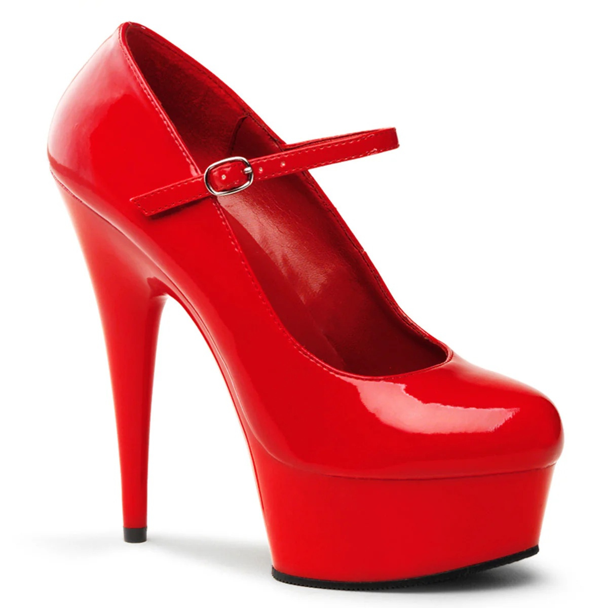 Pleaser Delight-687 - Chaussures rouges en vernis (talon de 15 cm)
