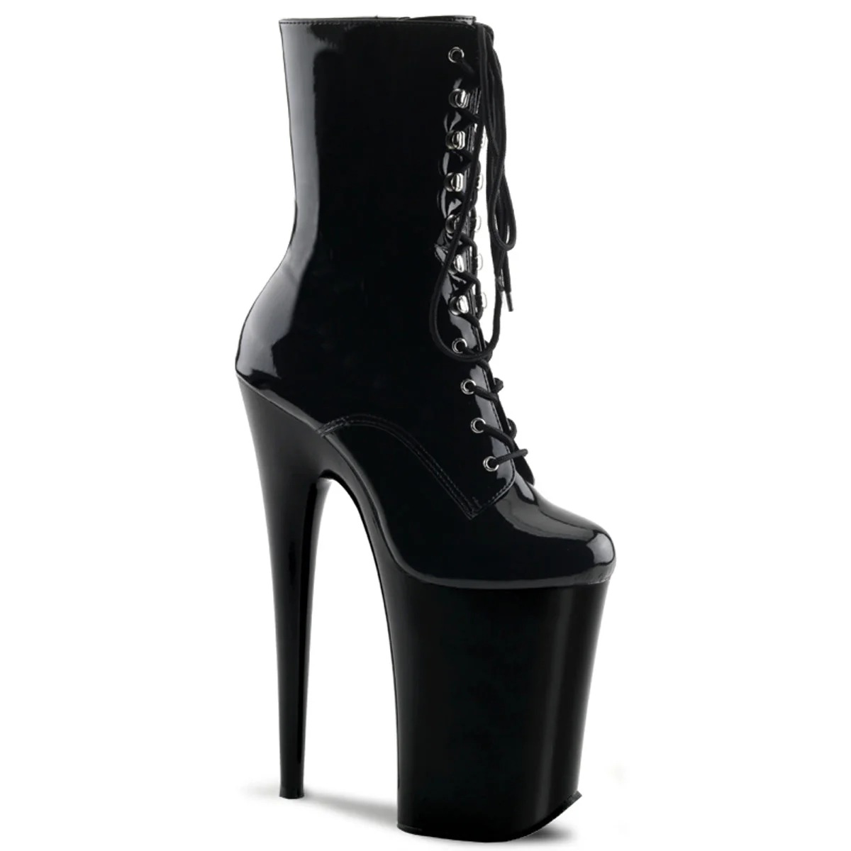 Pleaser Infinity-1020 - Black Patent Boots (23 cm Heel)