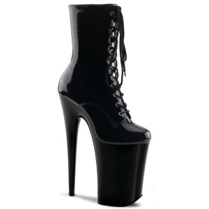 Pleaser Infinity-1020 - Black Patent Boots (23 cm Heel)