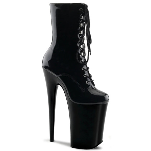 Pleaser Infinity-1020 - Black Patent Boots (23 cm Heel)
