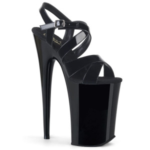 Pleaser Infinity-997 – Czarne sandały z paskami (obcas 23 cm)