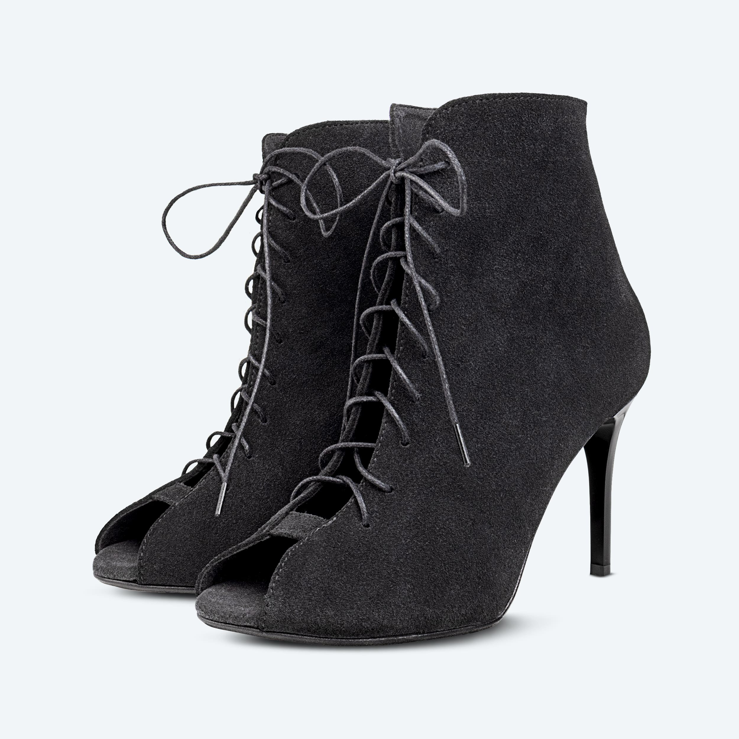 Bourree Suede – Black Suede High Heel Booties (heel 9 cm)
