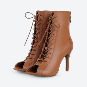 Caramel Heels – Leather High Heel Booties (heel 9 cm)