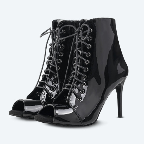 Glossy Heels Vegan – escarpins noirs en simili cuir verni (9 cm)