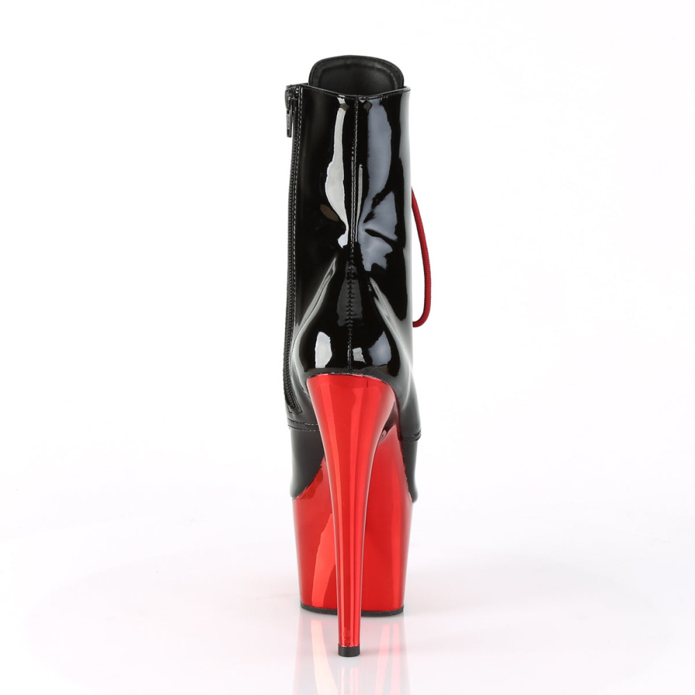Pleaser Adore-1020 - Black/Red Patent Leather Ankle Boots (Heel 17.8 cm) - 3