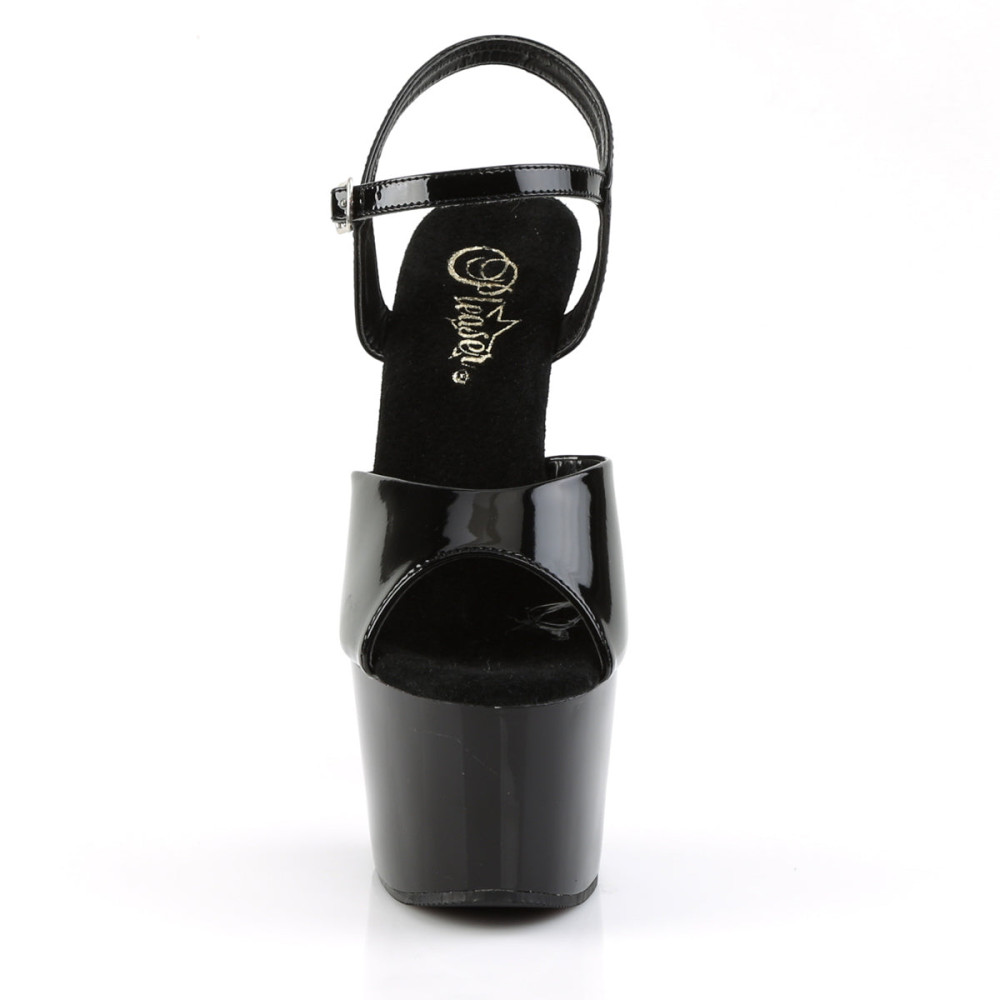 Pleaser Adore-709 - Black Patent/Black Ankle Strap Sandals (Heel 17.8 cm) - 2
