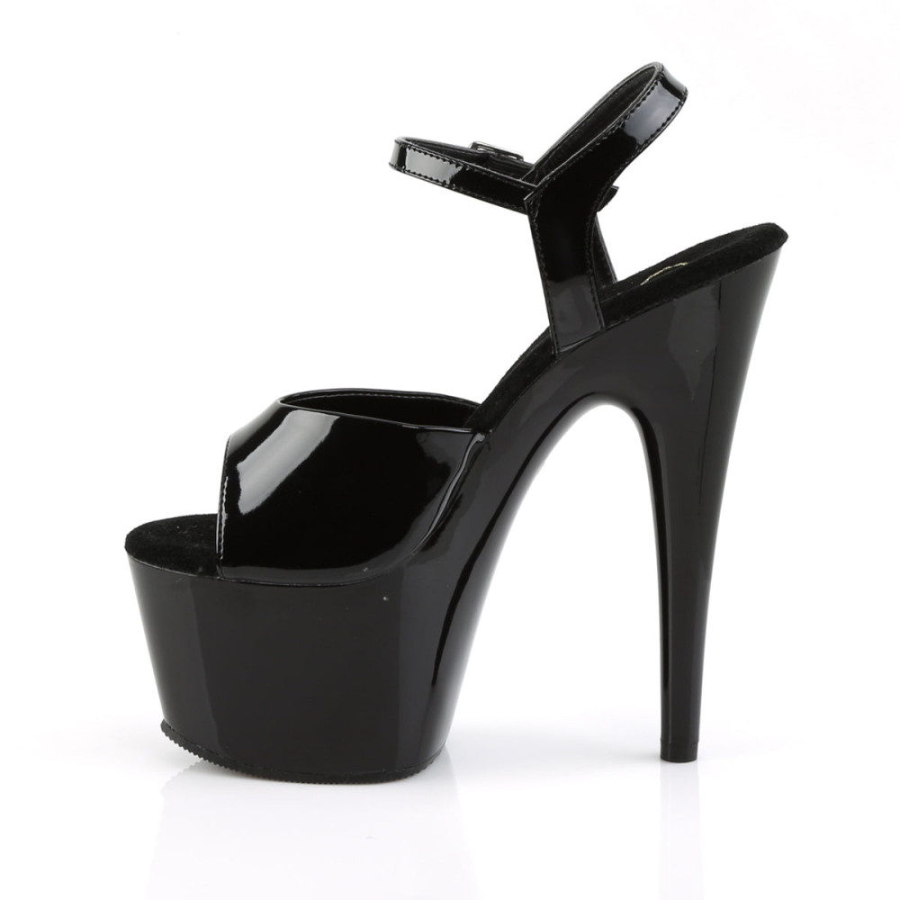 Pleaser Adore-709 - Black Patent/Black Ankle Strap Sandals (Heel 17.8 cm) - 4