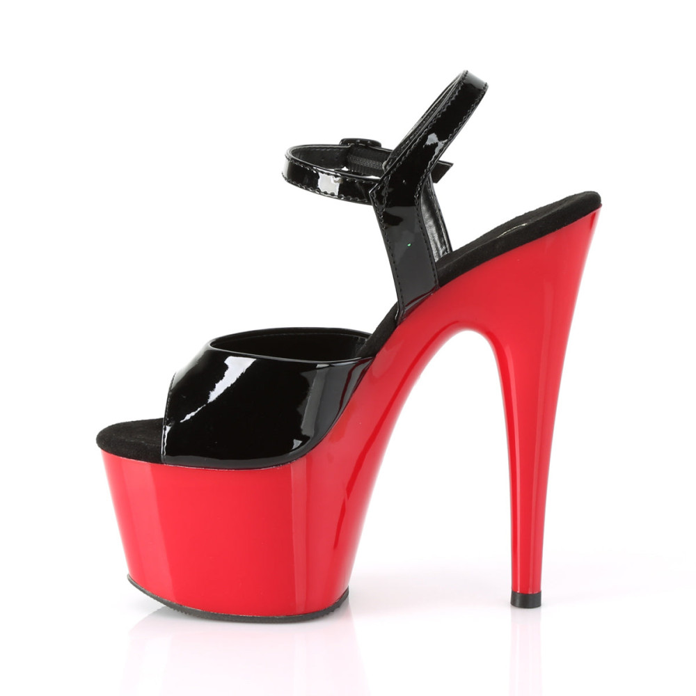 Pleaser Adore-709 - Black Patent/Red Ankle Strap Sandals (Heel 17.8 cm) - 2