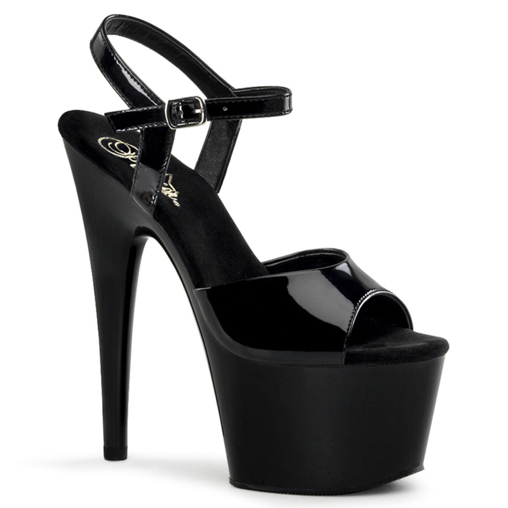 Pleaser Adore-709 - Black Patent/Black Ankle Strap Sandals (Heel 17.8 cm) - 1