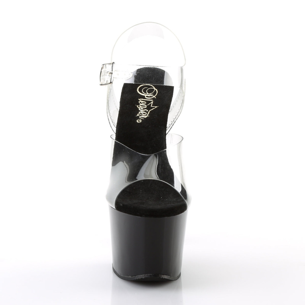 Pleaser Sky-308 - Clear/Black Ankle Strap Sandals (Heel 17.8 cm) - 2